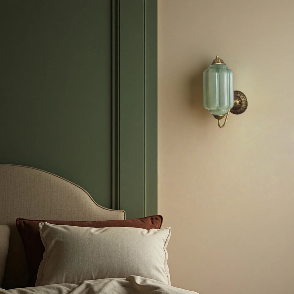 Classic Brass Wall Sconce with Glass Shade - Hallway Lighting