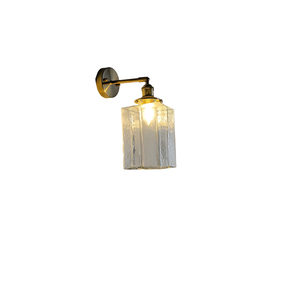 Applique murale en laiton et verre de style Japandi pour chambre ou couloir