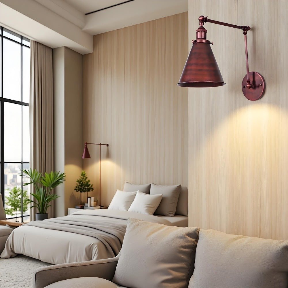 Verstelbare wandlamp van metaal voor de woonkamer