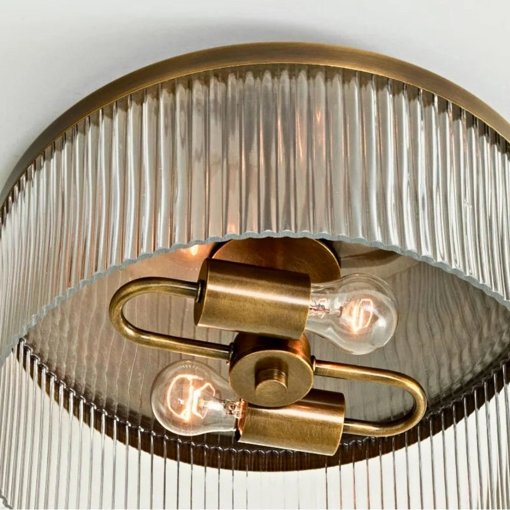 Plafonnier élégant en verre nervuré