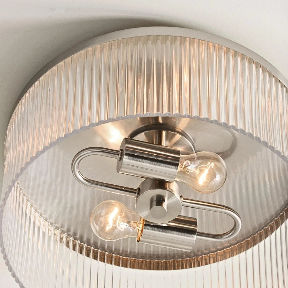 Plafonnier élégant en verre nervuré