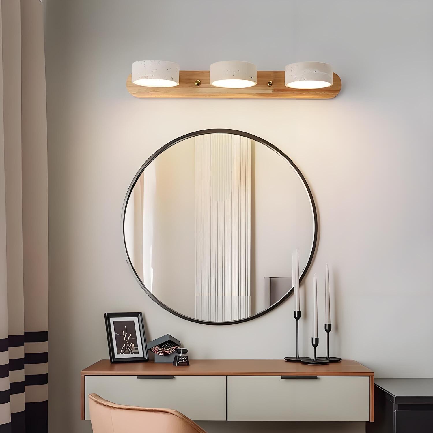 Applique de salle de bain en travertin jaune avec tête rotative réglable