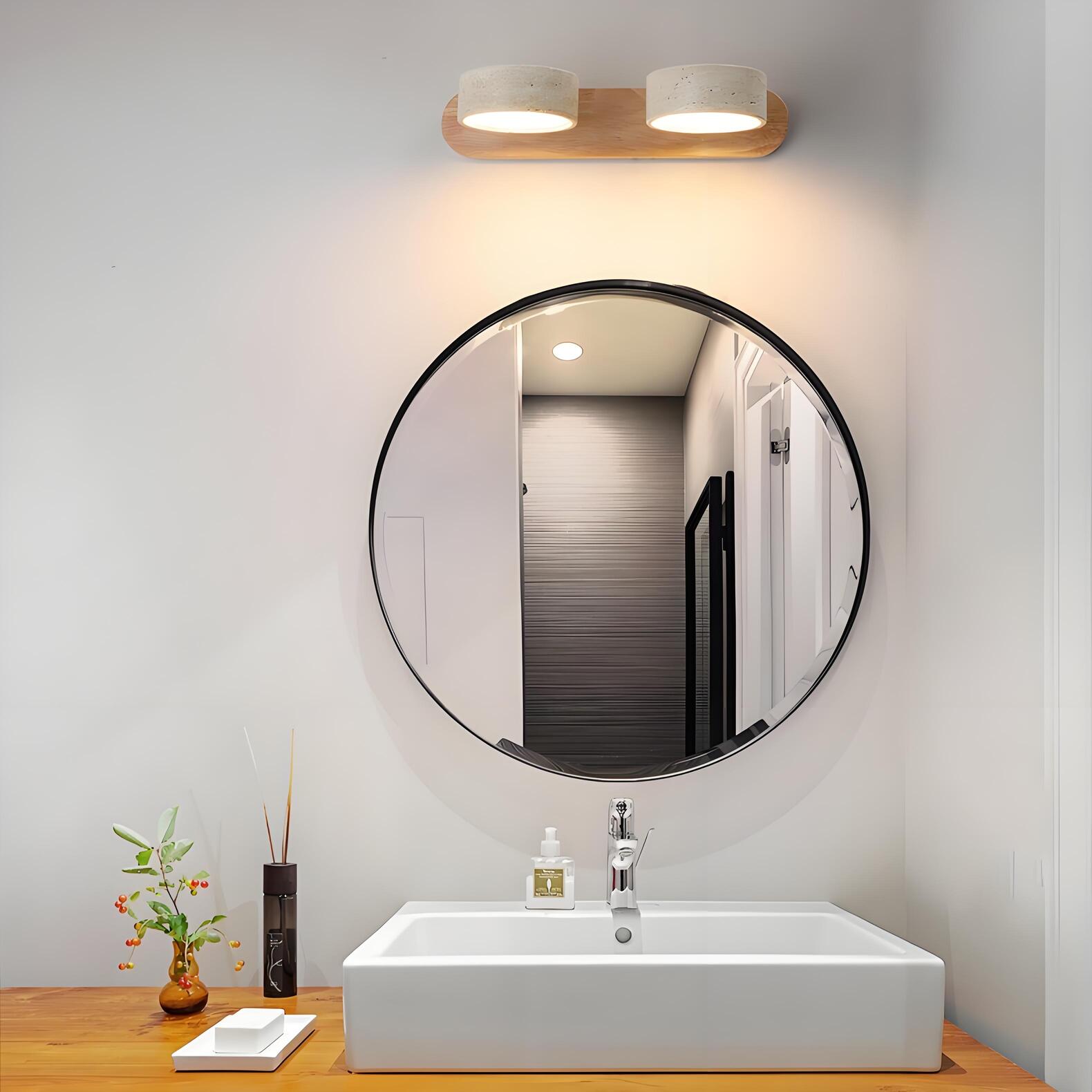 Applique de salle de bain en travertin jaune avec tête rotative réglable