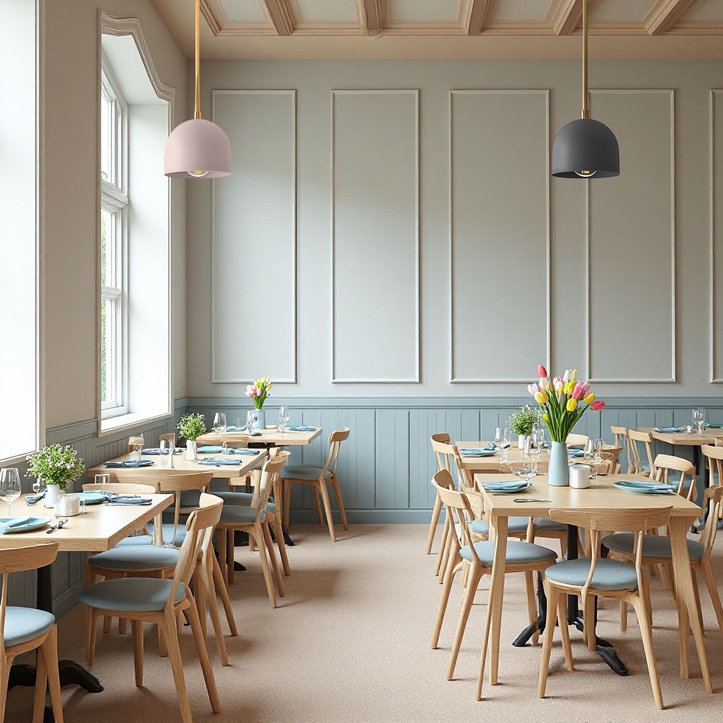 Suspension moderne en laiton et noir pour salon