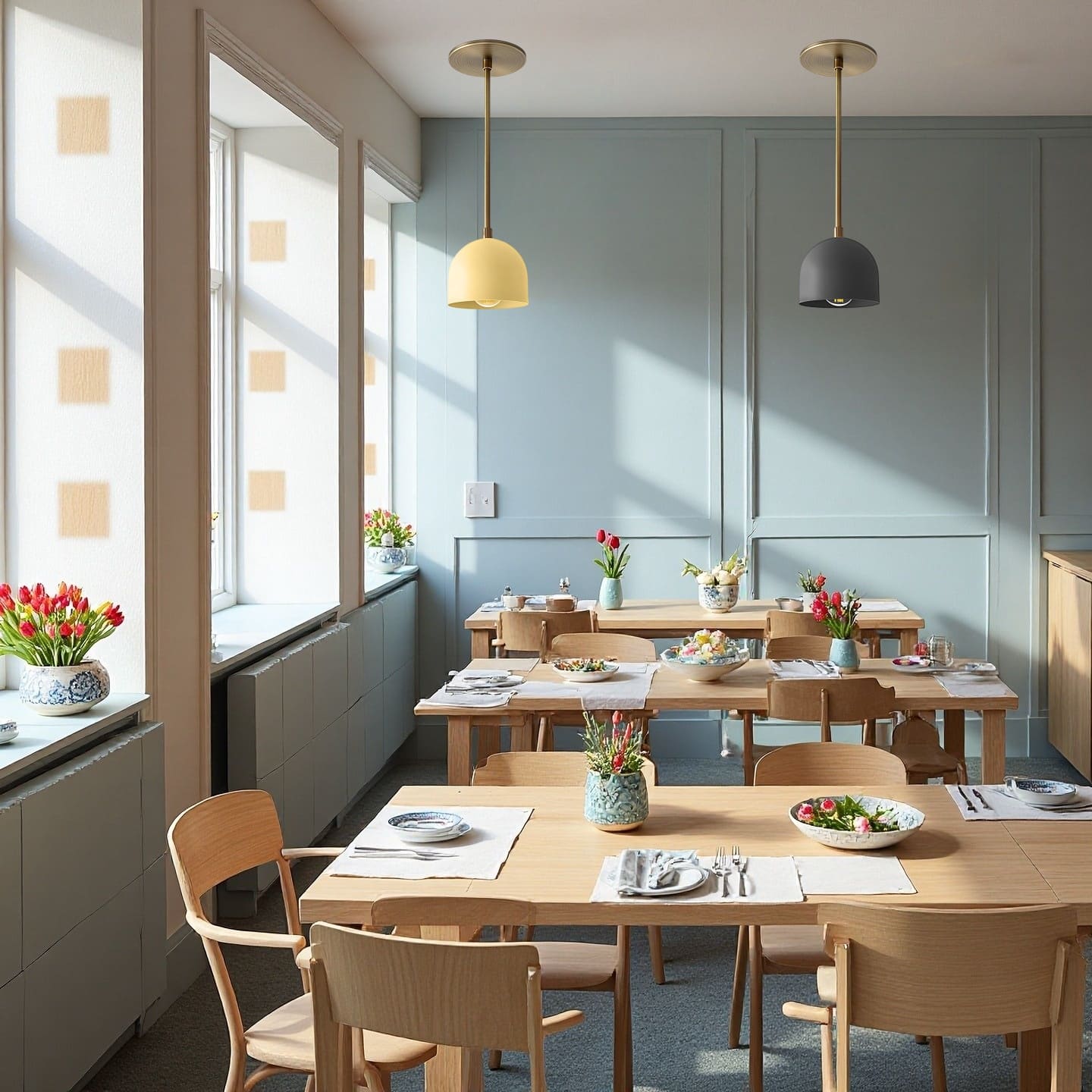 Suspension moderne en laiton et noir pour salon