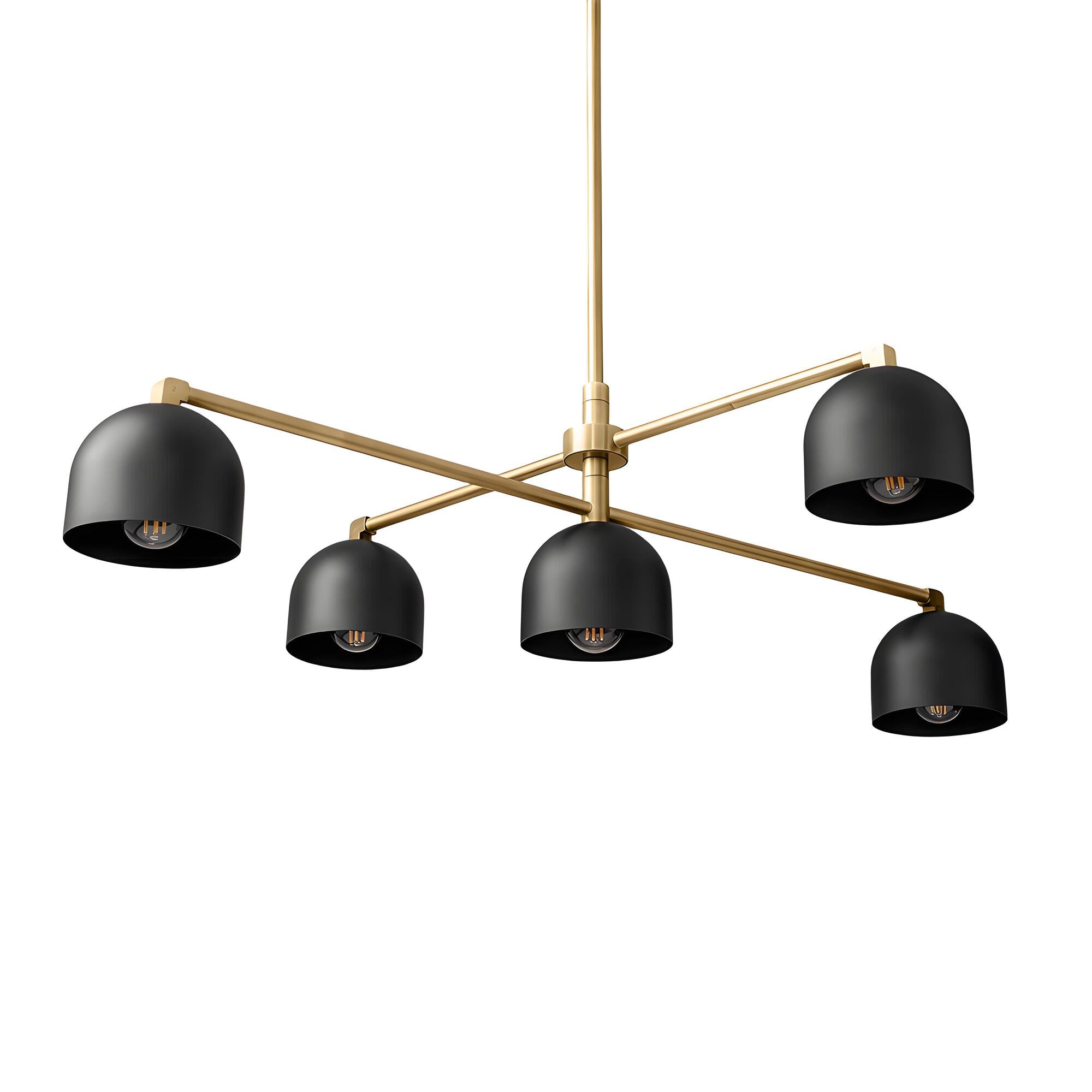 Lustre LED contemporain noir et laiton avec suspension réglable