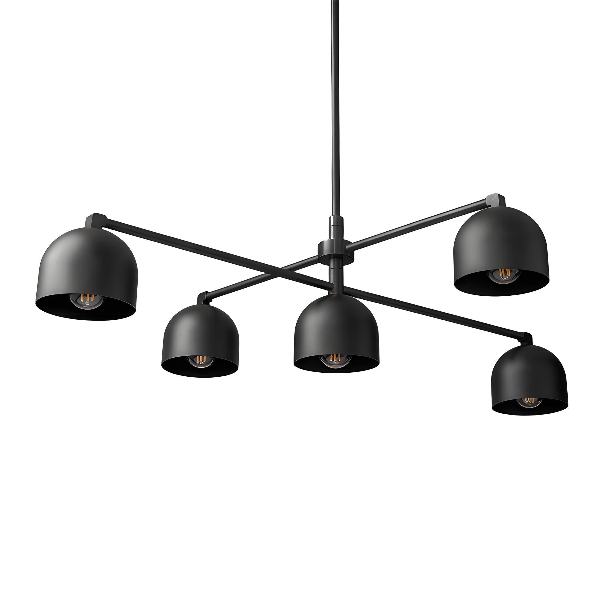 Lustre LED contemporain noir et laiton avec suspension réglable