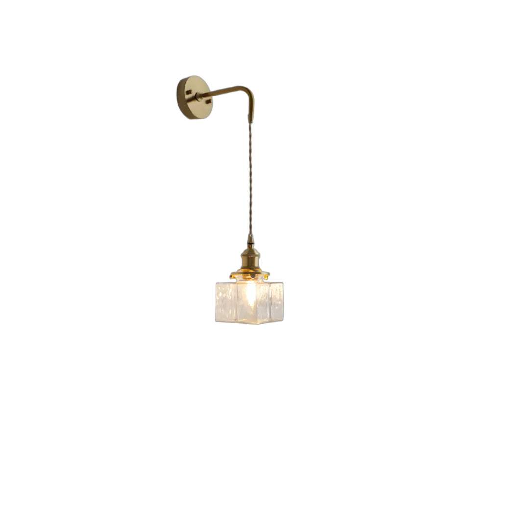 Applique murale en laiton et verre de style Japandi pour chambre ou couloir