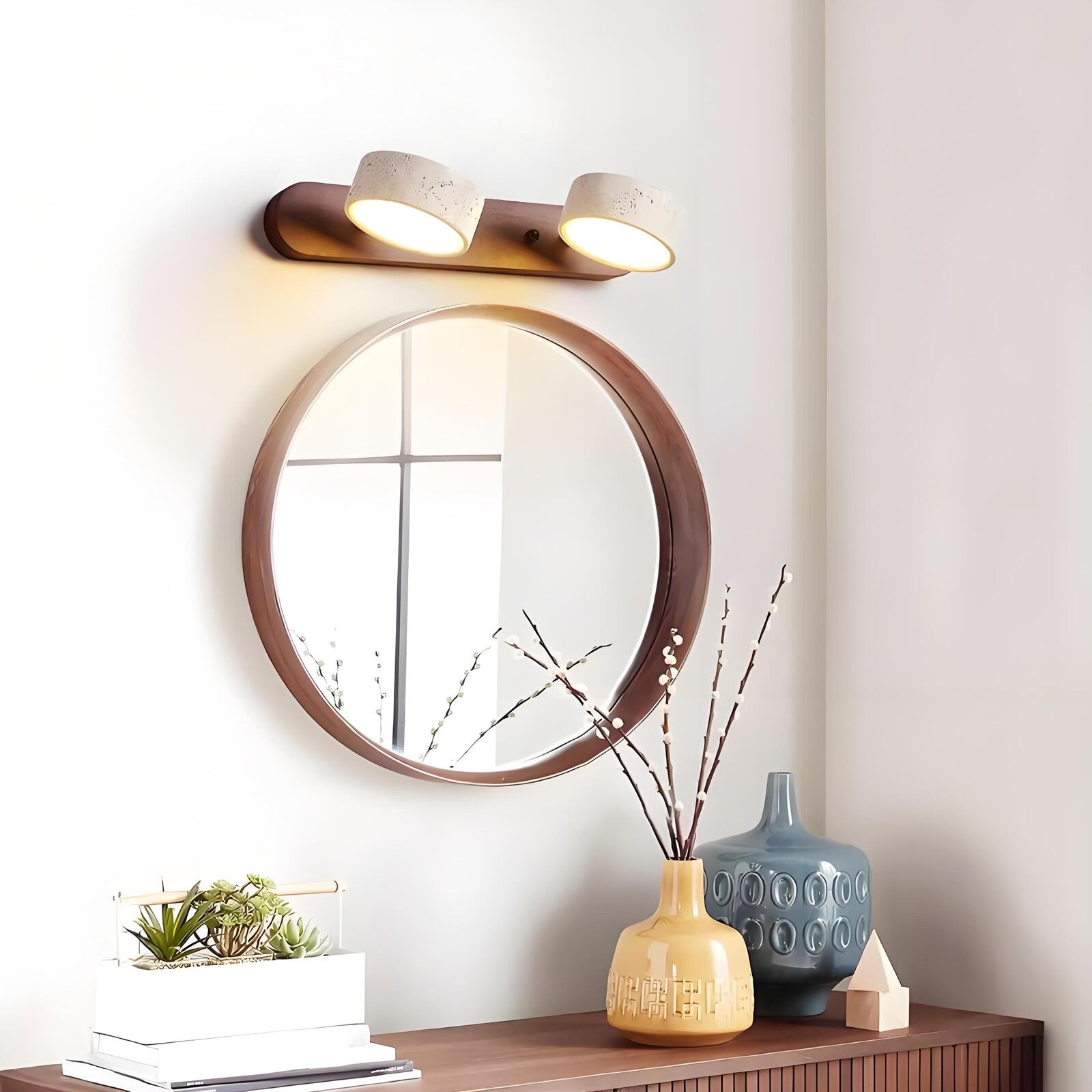 Applique de salle de bain en travertin jaune avec tête rotative réglable