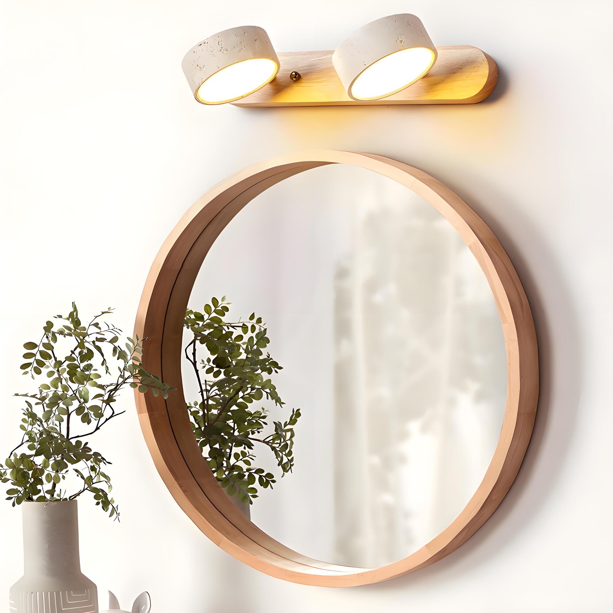 Applique de salle de bain en travertin jaune avec tête rotative réglable