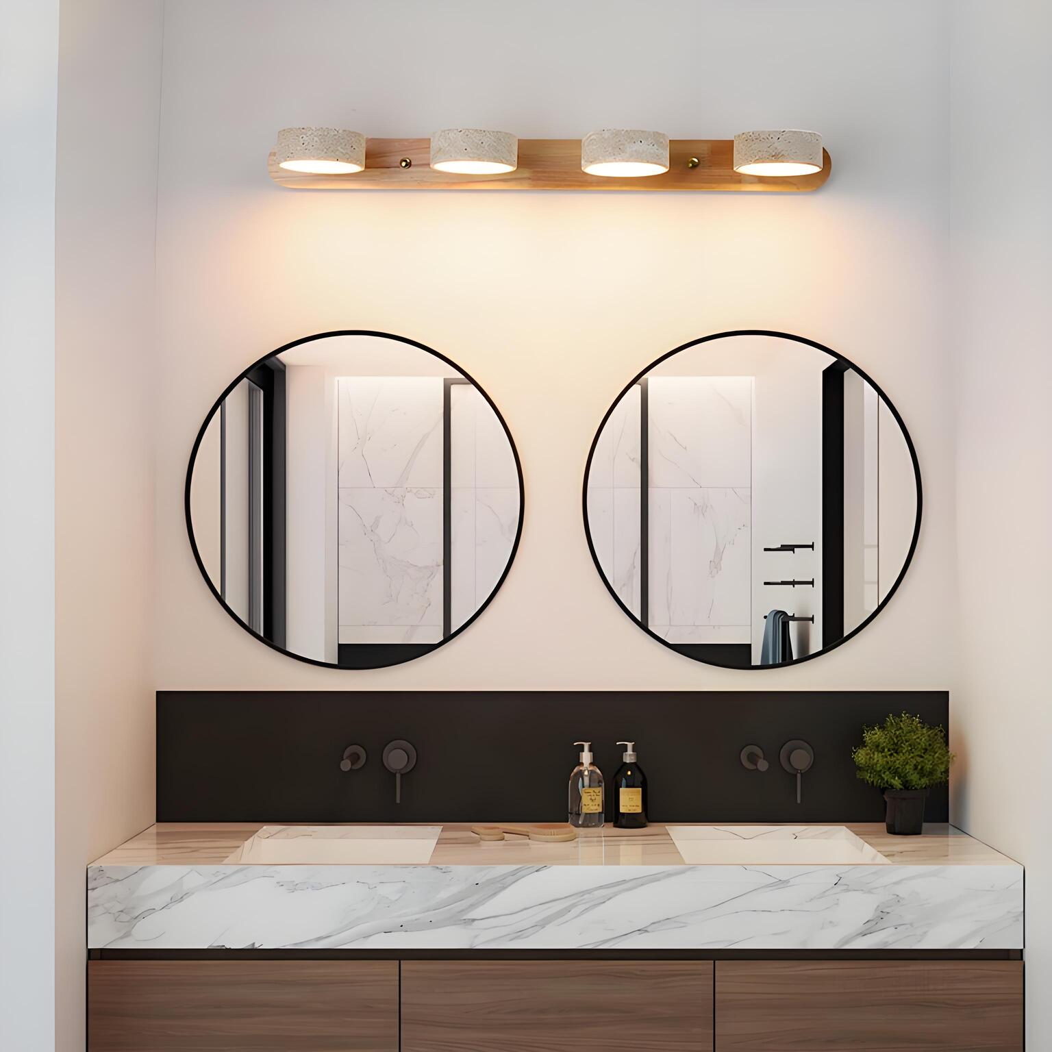 Applique de salle de bain en travertin jaune avec tête rotative réglable