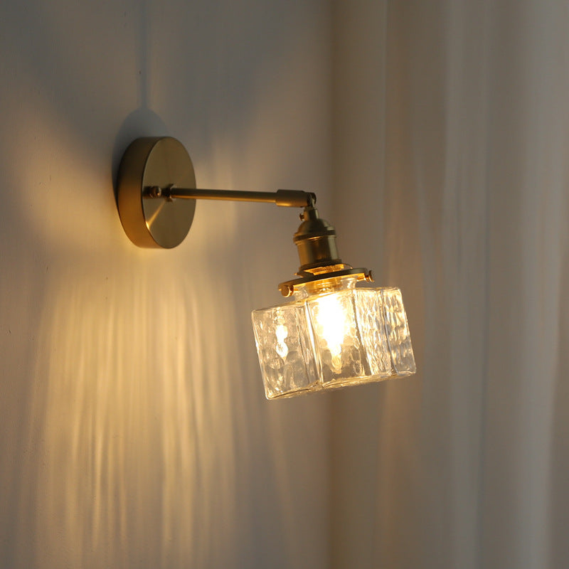 Applique murale en laiton et verre de style Japandi pour chambre ou couloir