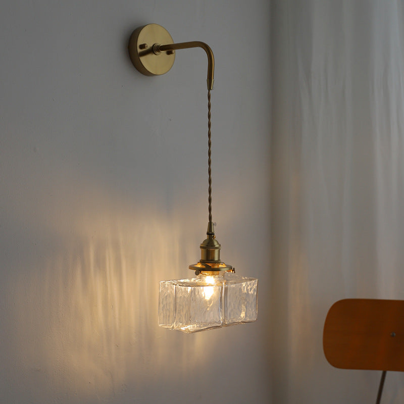 Applique murale en laiton et verre de style Japandi pour chambre ou couloir