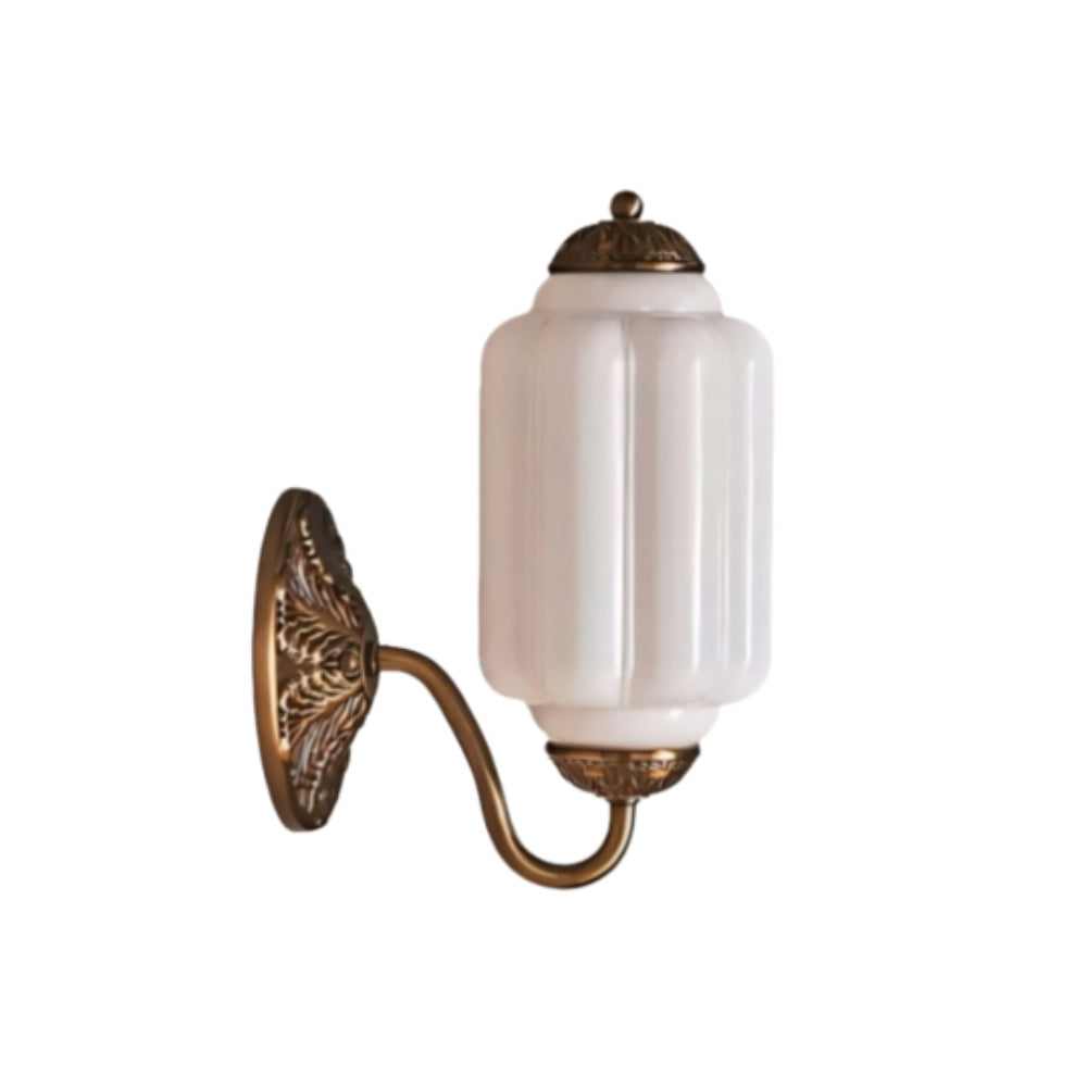 Classic Brass Wall Sconce with Glass Shade - Hallway Lighting