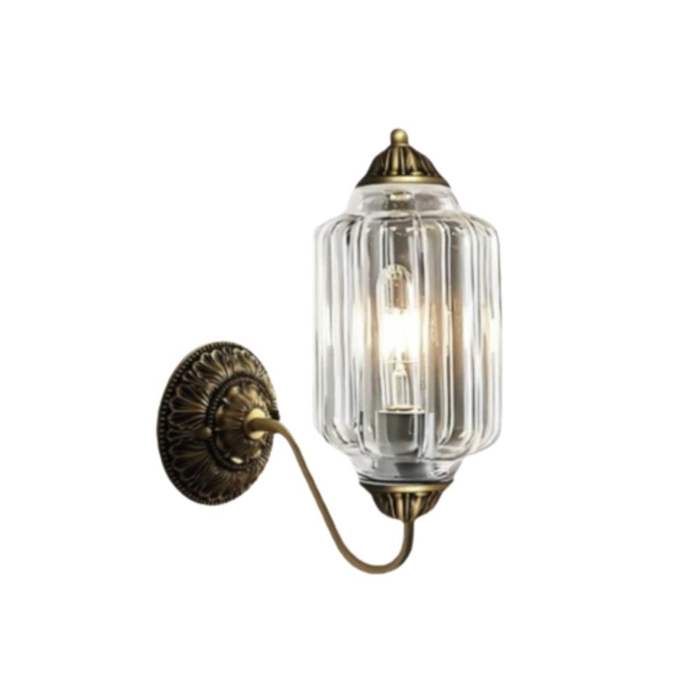 Classic Brass Wall Sconce with Glass Shade - Hallway Lighting