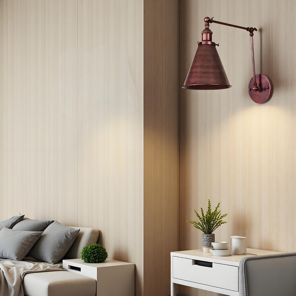 Verstelbare wandlamp van metaal voor de woonkamer