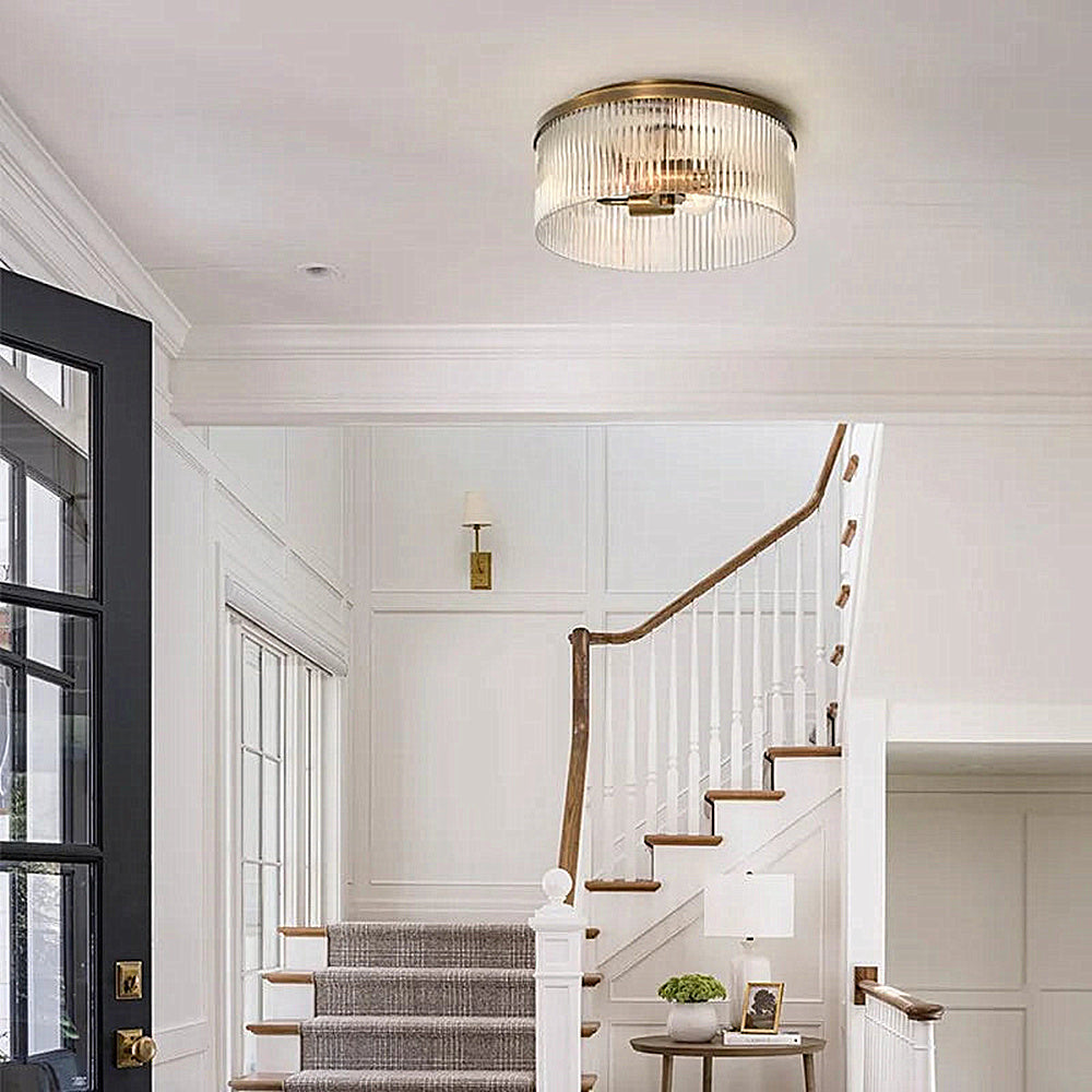 Plafonnier élégant en verre nervuré