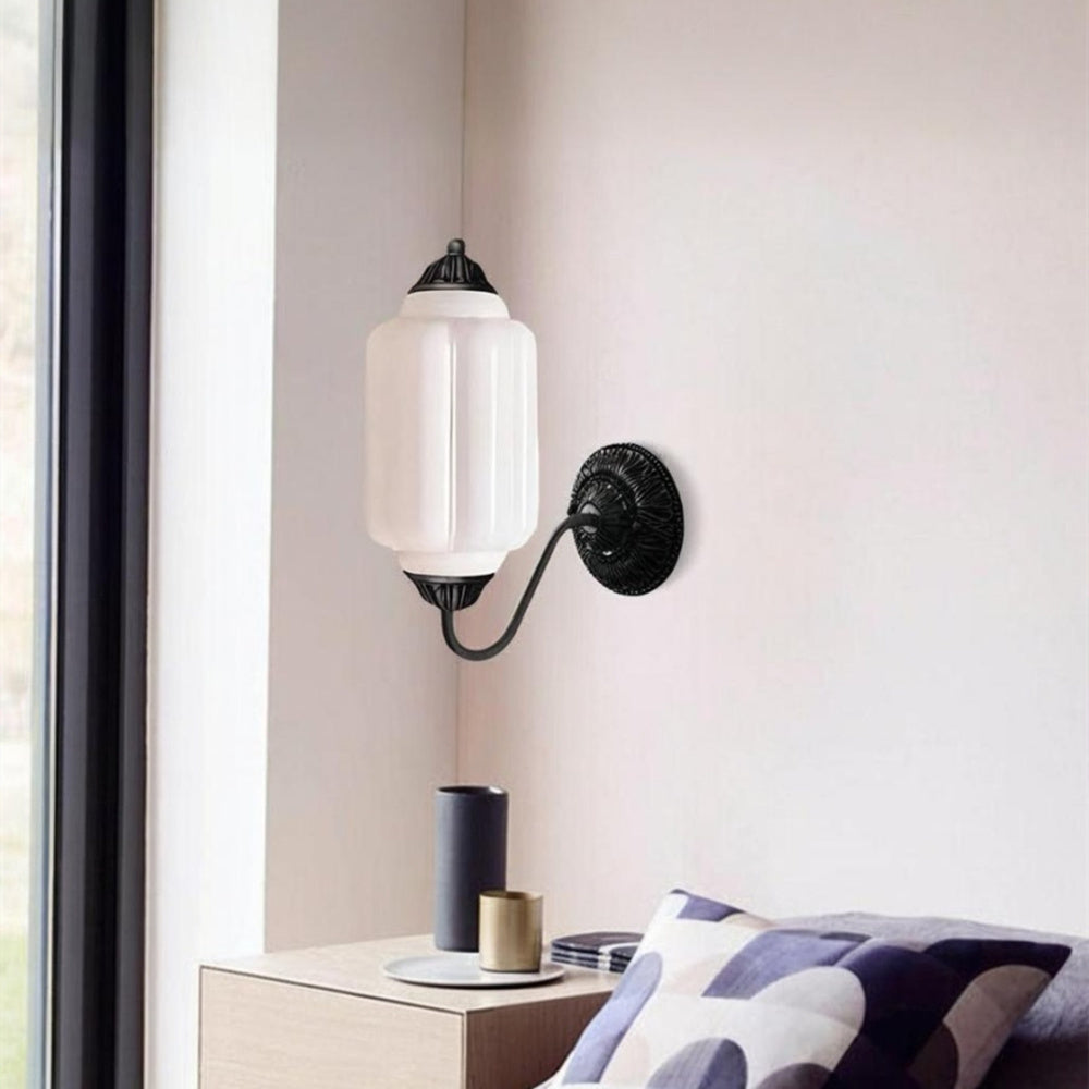 Classic Brass Wall Sconce with Glass Shade - Hallway Lighting