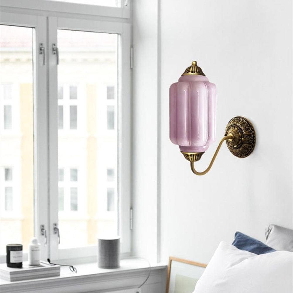 Classic Brass Wall Sconce with Glass Shade - Hallway Lighting