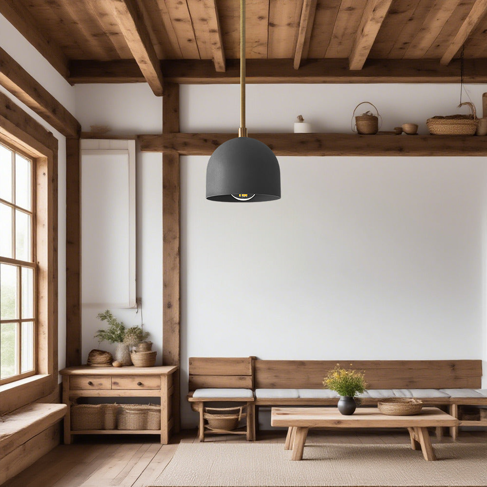 Suspension moderne en laiton et noir pour salon