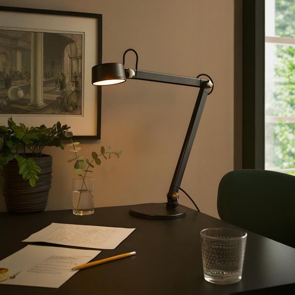 Lampe de table LED réglable en métal noir moderne pour salon