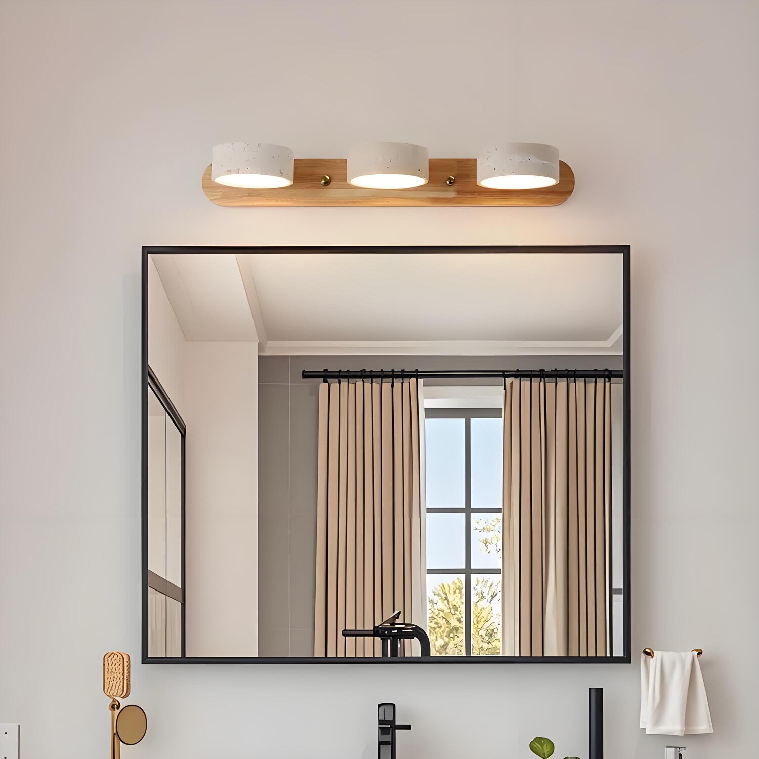 Applique de salle de bain en travertin jaune avec tête rotative réglable