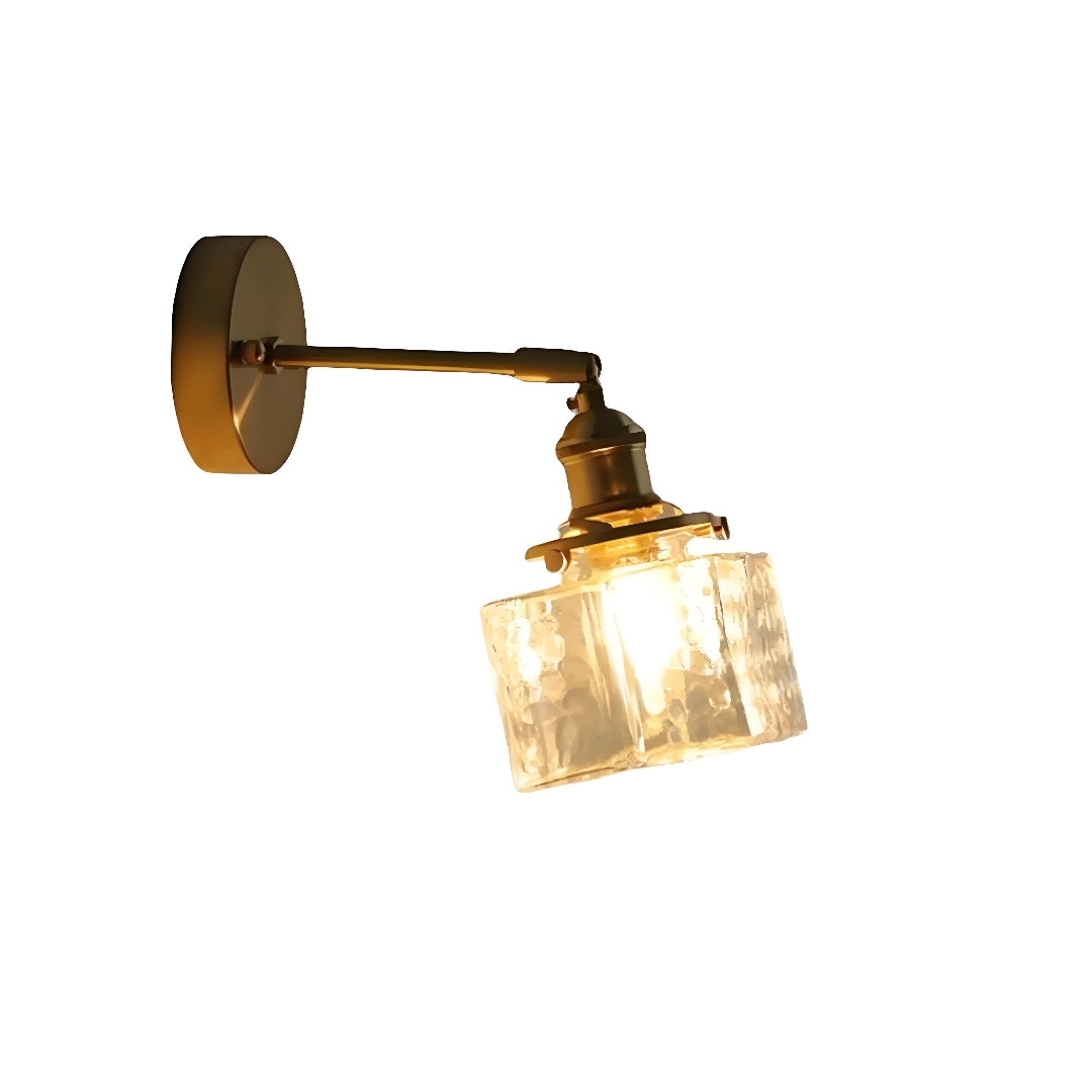 Applique murale en laiton et verre de style Japandi pour chambre ou couloir