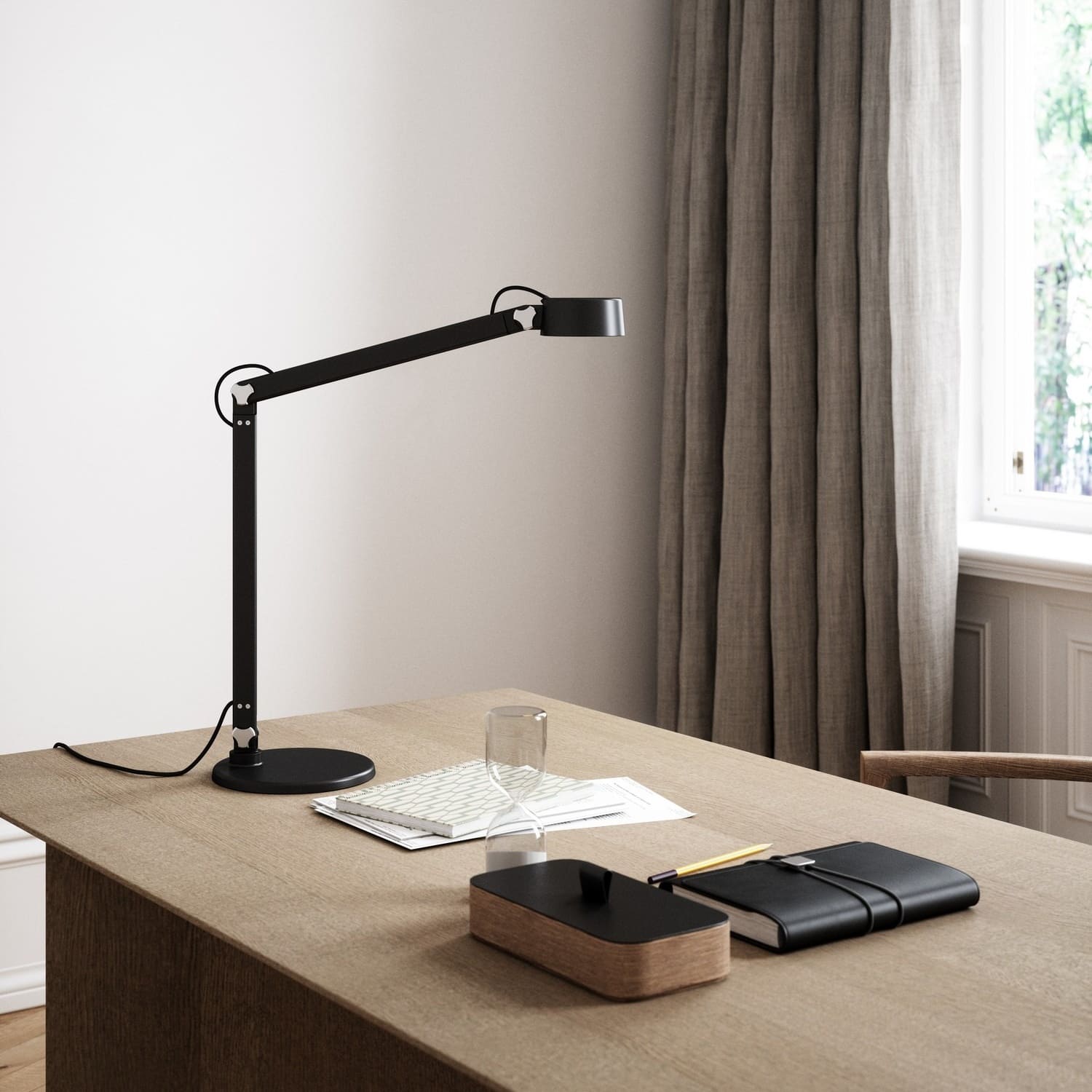Modern Black Metal Ajustable LED Table Lamp for Living Room