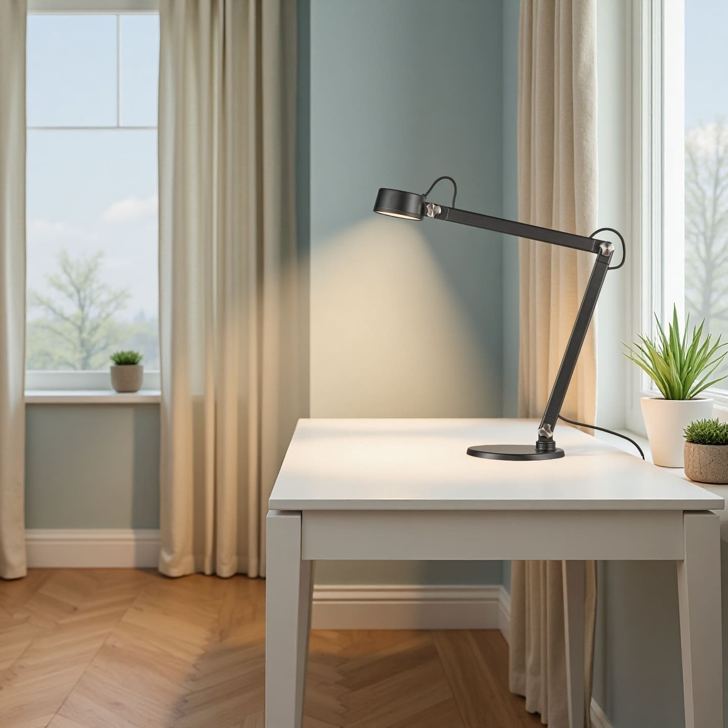 Lampe de table LED réglable en métal noir moderne pour salon