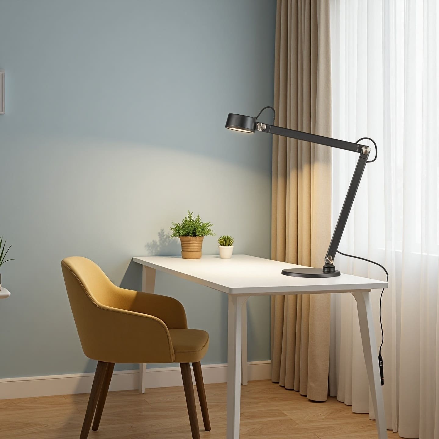 Lampe de table LED réglable en métal noir moderne pour salon