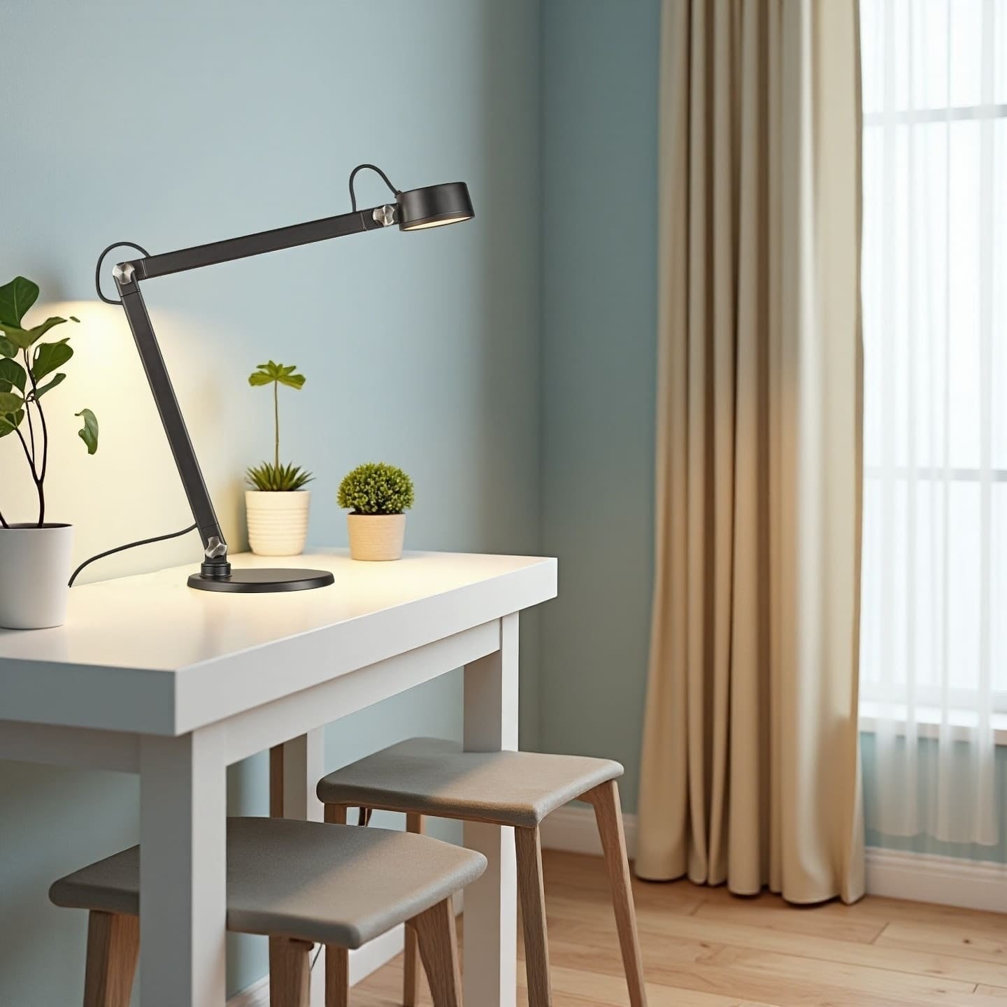 Lampe de table LED réglable en métal noir moderne pour salon