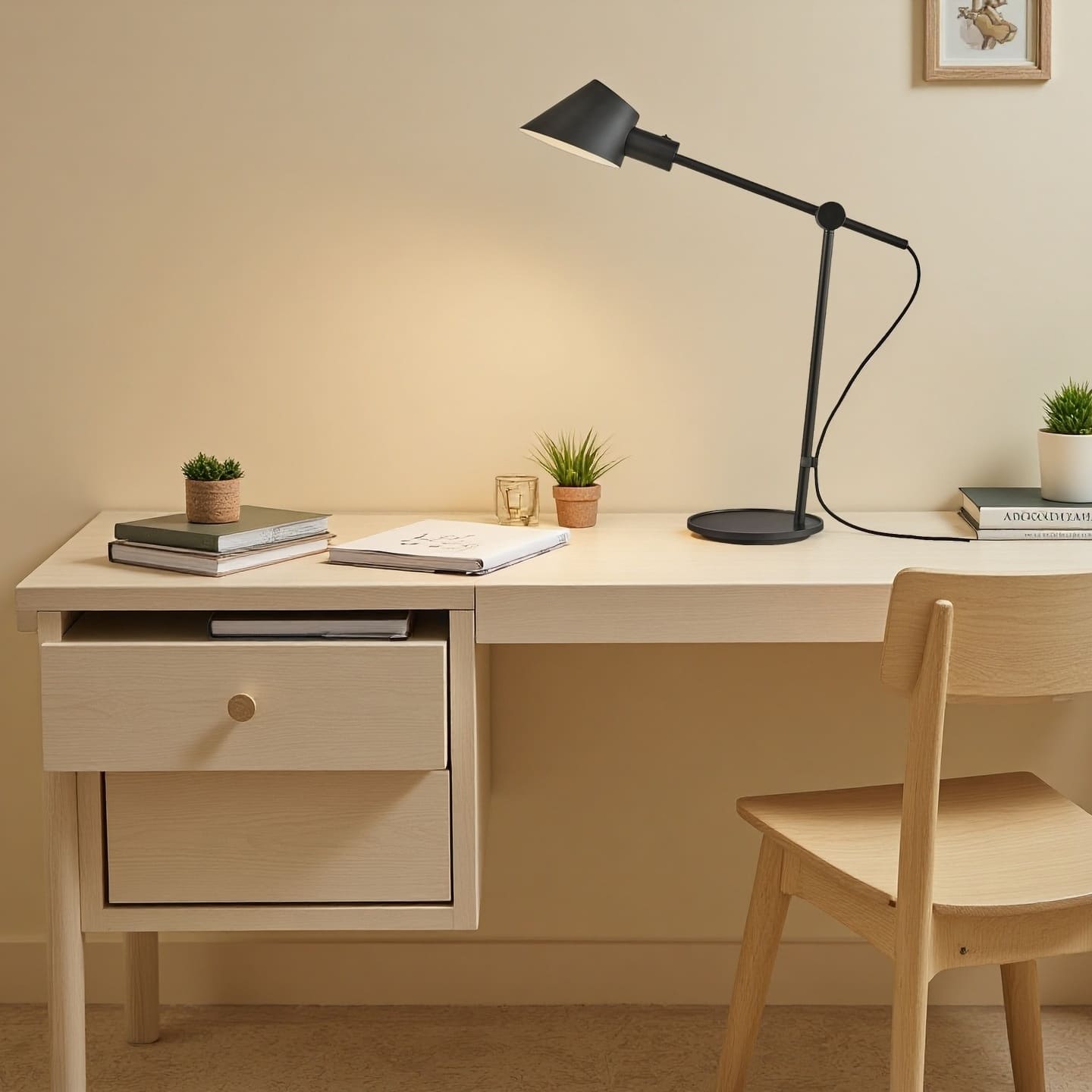 Lampe de table minimaliste noire réglable pour la maison et le bureau
