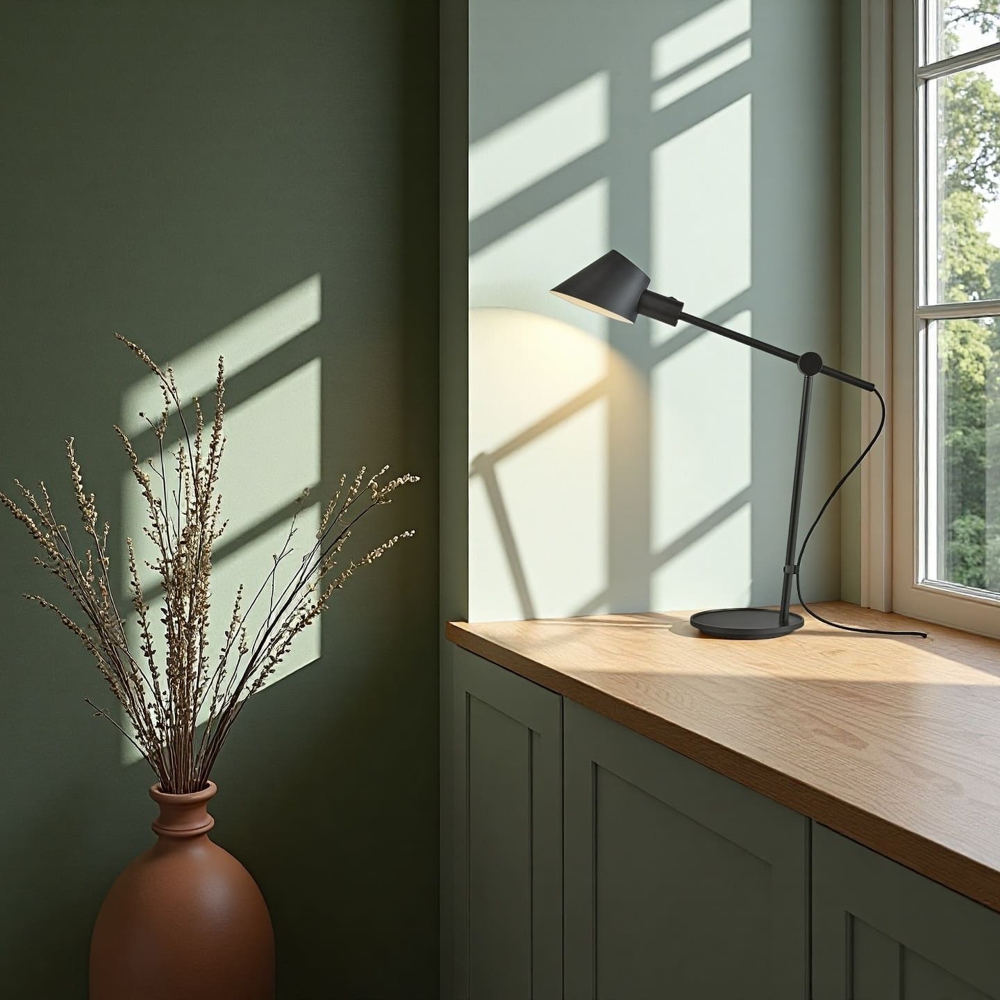 Lampe de table minimaliste noire réglable pour la maison et le bureau
