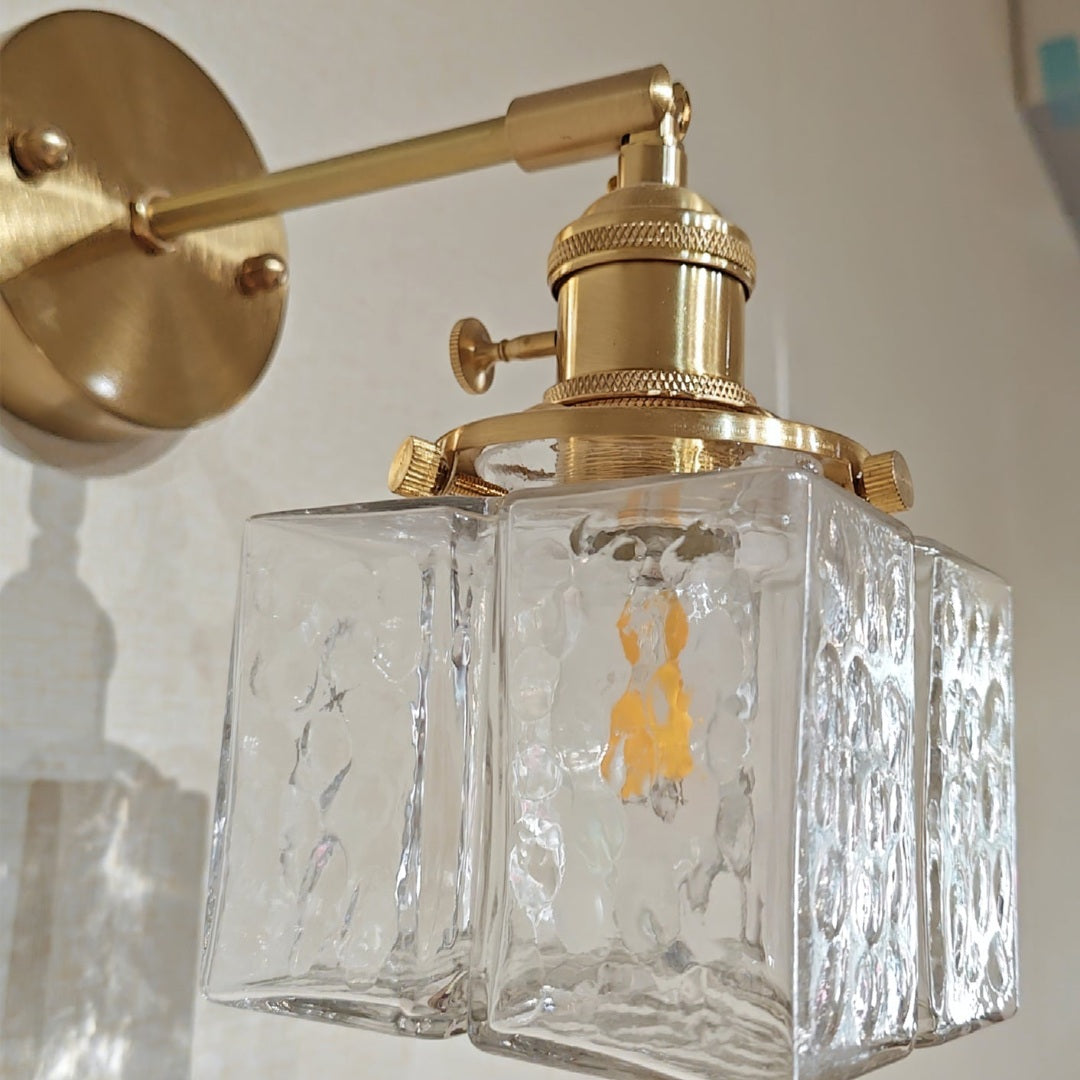 Applique murale en laiton et verre de style Japandi pour chambre ou couloir