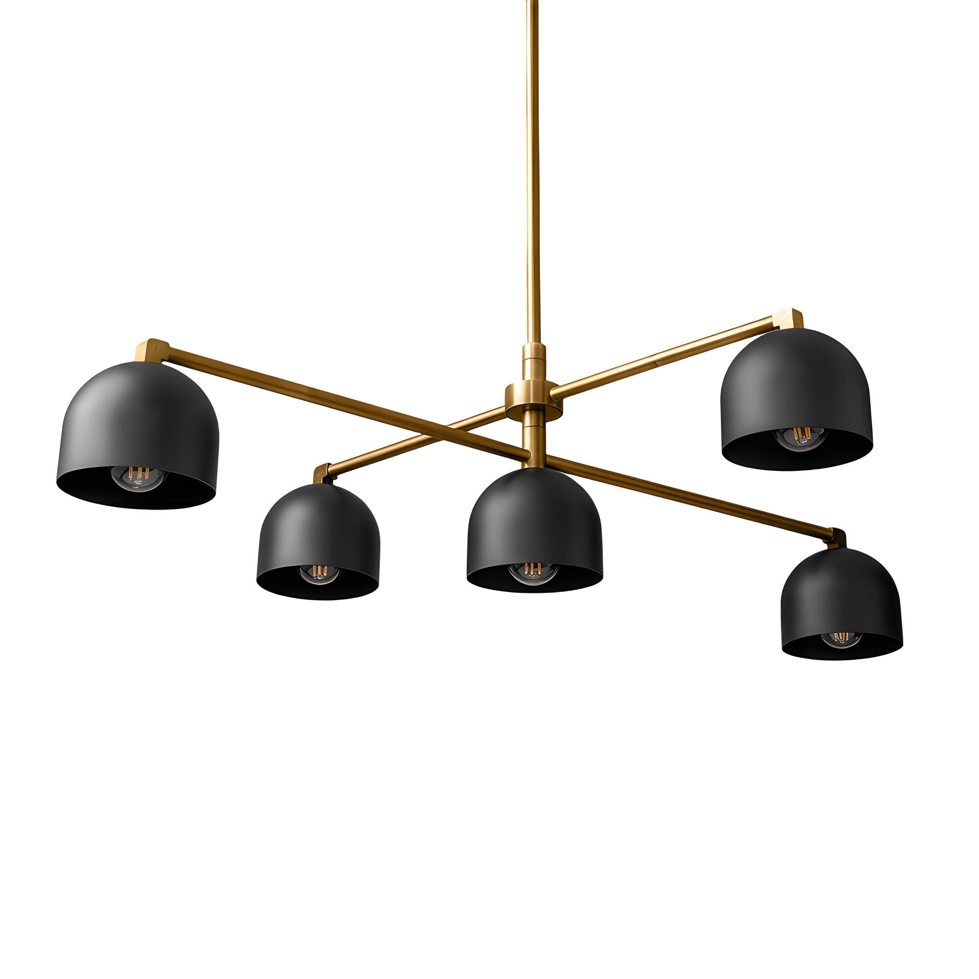 Lustre LED contemporain noir et laiton avec suspension réglable