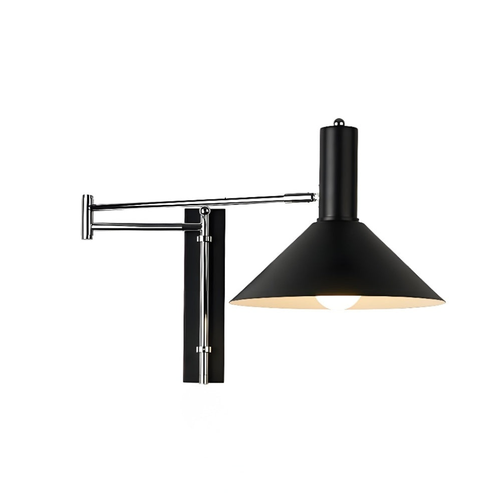 Moderne bolvormige wandlamp met chromen voet voor de slaapkamer